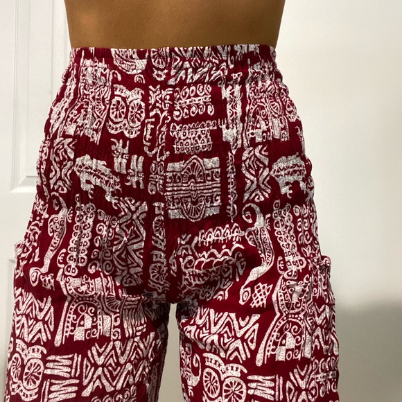 Patterned Red Women's Pants - Picture 2 of 6